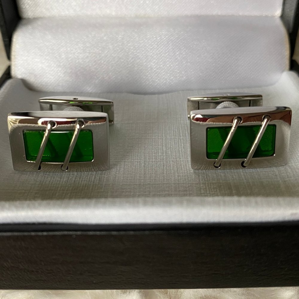 Colibri 'Green & Silver' Cuff Links - Near Mint